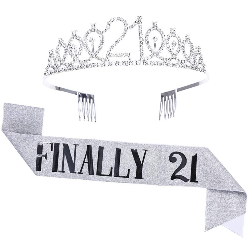 Finally 21 Silver Birthday Sash & Tiara
